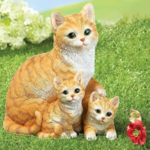 Cat Outdoor Garden Décor Statues – Precious Mama Cat and Kitten Figurine Gifts for Yard Patio Lawn, Funny Animal Flower Bed Decor Art Sculpture