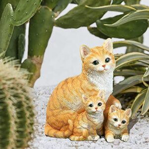 Cat Outdoor Garden Décor Statues – Precious Mama Cat and Kitten Figurine Gifts for Yard Patio Lawn, Funny Animal Flower Bed Decor Art Sculpture