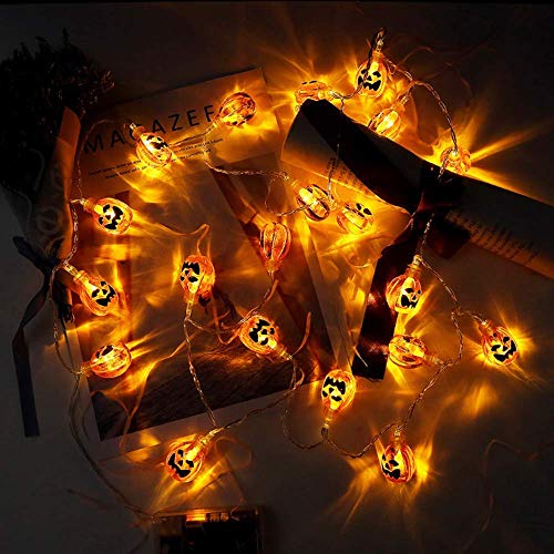 Halloween Decor Pumpkin String Lights, 13 feet 30 LEDs Battery Operated Halloween Light, Outdoor Halloween Decoration for Patio, Garden, Gate, Yard (IP65 Waterproof,Warm White)