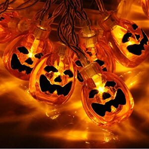 Halloween Decor Pumpkin String Lights, 13 feet 30 LEDs Battery Operated Halloween Light, Outdoor Halloween Decoration for Patio, Garden, Gate, Yard (IP65 Waterproof,Warm White)