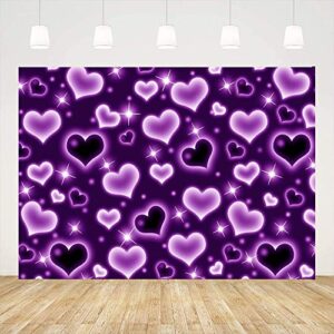 ticuenicoa 7x5ft purple hearts early 2000s backdrop for photography love heart birthday party photo background 2000s valentines portrait backdrop photo booth props old school photoshoot backdrops