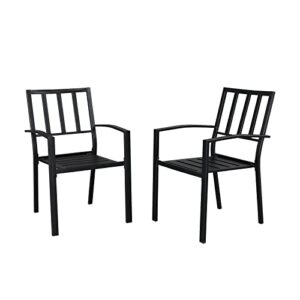 aictimo set of 2 patio dining chairs, 330lbs stackable wrought outdoor metal dining chairs with armrest for outdoor kitchen garden, backyard
