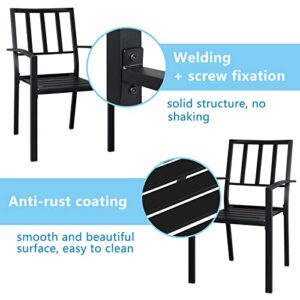 AICTIMO Set of 2 Patio Dining Chairs, 330Lbs Stackable Wrought Outdoor Metal Dining Chairs with Armrest for Outdoor Kitchen Garden, Backyard