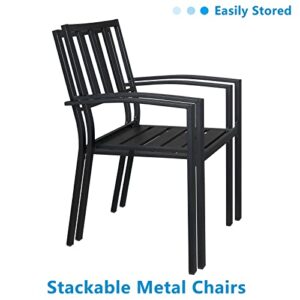 AICTIMO Set of 2 Patio Dining Chairs, 330Lbs Stackable Wrought Outdoor Metal Dining Chairs with Armrest for Outdoor Kitchen Garden, Backyard