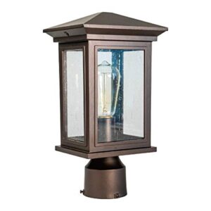 jetima outdoor post light finish waterproof pole lantern lighting fixture with tempered clear seeded glass oil rubbed bronze (orb) for patio, garden, yard, balcony, pathway
