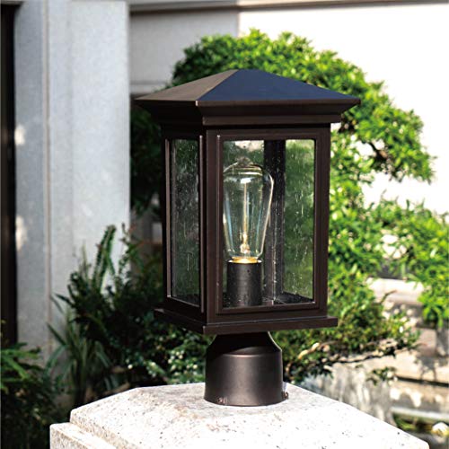 Jetima Outdoor Post Light Finish Waterproof Pole Lantern Lighting Fixture with Tempered Clear Seeded Glass Oil Rubbed Bronze (ORB) for Patio, Garden, Yard, Balcony, Pathway