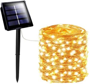 moon strike 72ft 200 led solar string lights outdoor waterproof, upgraded outdoor solar garden lights with 8 modes , solar fairy lights for garden, christmas (warm white)