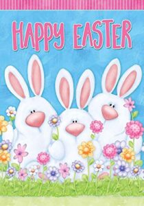 dtzzou happy easter bunny garden flag 12.5″ x 18″ outdoor & indoor decorative cute rabbit double sided flag for spring easter decoration