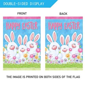 Dtzzou Happy Easter Bunny Garden Flag 12.5" x 18" Outdoor & Indoor Decorative Cute Rabbit Double Sided Flag for Spring Easter Decoration