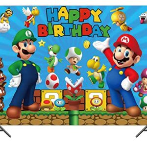 Super Mario Gold Coin Video Game Happy Birthday Theme Photography Backdrops 5x3ft Children Boys Birthday Party Decor Supplies Cake Table Decor Kids Shoot Photo Backgrounds Props Vinyl