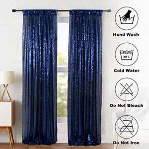 Sparkle Backdrop Curtain Navy Blue 2 Panels Set Sequin Photo Backdrop 2FTx8FT Sequin Backdrop Curtain Pack of 2-1220S