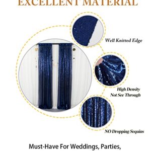 Sparkle Backdrop Curtain Navy Blue 2 Panels Set Sequin Photo Backdrop 2FTx8FT Sequin Backdrop Curtain Pack of 2-1220S