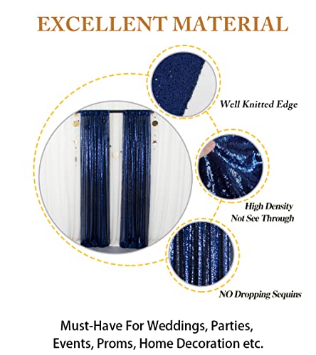 Sparkle Backdrop Curtain Navy Blue 2 Panels Set Sequin Photo Backdrop 2FTx8FT Sequin Backdrop Curtain Pack of 2-1220S