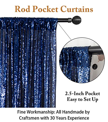 Sparkle Backdrop Curtain Navy Blue 2 Panels Set Sequin Photo Backdrop 2FTx8FT Sequin Backdrop Curtain Pack of 2-1220S