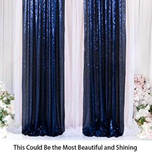 Sparkle Backdrop Curtain Navy Blue 2 Panels Set Sequin Photo Backdrop 2FTx8FT Sequin Backdrop Curtain Pack of 2-1220S