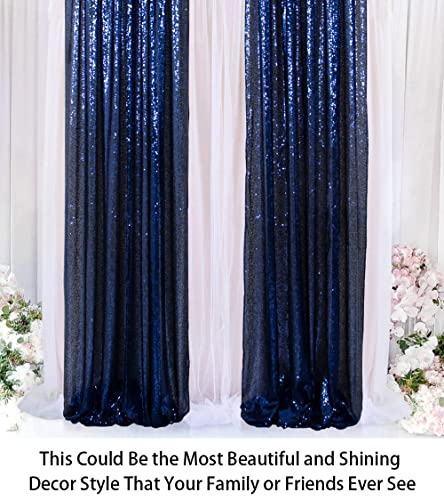 Sparkle Backdrop Curtain Navy Blue 2 Panels Set Sequin Photo Backdrop 2FTx8FT Sequin Backdrop Curtain Pack of 2-1220S