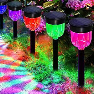 sunenvoy color solar lights outdoor – colorful pathway solar light (8 pack) decorative weatherproof auto on/off outdoor lights: garden, landscape, patio, pool, yard