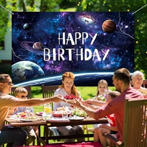 Space Galaxy Birthday Party Decorations Space Theme Backdrop Space Photography Background for Birthday Party Supplies Universe Milky Way Planet for Kid Boys Happy Birthday 70.8 x 43.3 Inches