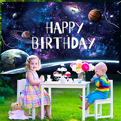 Space Galaxy Birthday Party Decorations Space Theme Backdrop Space Photography Background for Birthday Party Supplies Universe Milky Way Planet for Kid Boys Happy Birthday 70.8 x 43.3 Inches