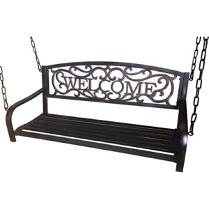 backyard expressions patio · home · garden outdoor porch swing – metal welcome patio swing – bronze color, (906729-nm)