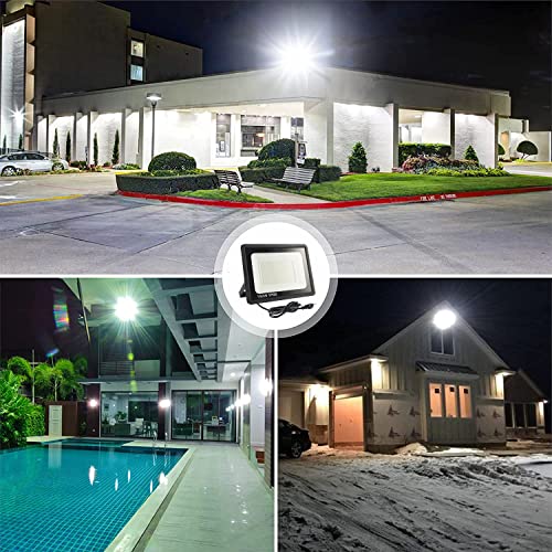 STARFISHHOME 4 Pack 150W LED Flood Light Outdoor,15500LM LED Work Light with US Plug,5000K Daylight White,IP67 Waterproof Outdoor Floodlights for Yard,Garden,Playground