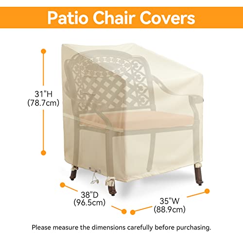 YINKEEHM Patio Chair Cover 600D Heavy Duty Waterproof Outdoor Chair Cover Lawn and Gardan Patio Furniture Covers Lounge Deep Seat Cover Fits Up to 38" W x 31" D x 29" H