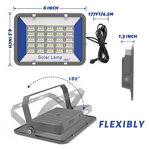 Lmhaichao Solar Flood Lights, 75 LEDs 6500K Dusk to Dawn with Remote Control Solar Flood Lights Outdoor, IP67 Waterproof Solar Power Fflood Lights for Yard, Garden, Shed, Barn, Garage