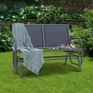 Nuu Garden 2 Seats Outdoor Glider Bench Patio Glider Swing Chair with Powder Coated Steel Frame and Breathable Seat Fabric Outdoor Loveseat, Blue