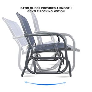 Nuu Garden 2 Seats Outdoor Glider Bench Patio Glider Swing Chair with Powder Coated Steel Frame and Breathable Seat Fabric Outdoor Loveseat, Blue