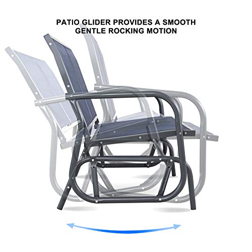 Nuu Garden 2 Seats Outdoor Glider Bench Patio Glider Swing Chair with Powder Coated Steel Frame and Breathable Seat Fabric Outdoor Loveseat, Blue