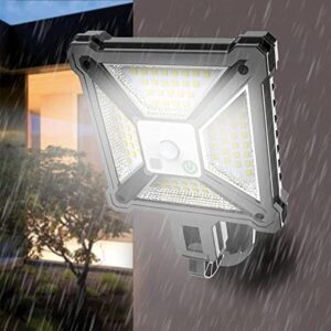 XCMVCN Solar Outdoor Lights, IP65 Waterproof Motion Sensor Solar Powered Lights, 3 Intelligent Lighting Modes, with Remote Control,Wall Securi ty Lights for Fence Yard Garden Patio Front Door