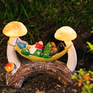 VP Home Chillaxing Gnome in a Hammock Solar Powered LED Outdoor Decor Garden Light