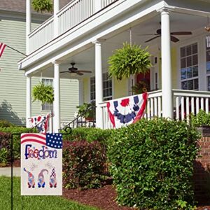 ITNOTC Garden Flags Patriotic, American flag American Gnome God Bless Freedom Independence Day Memorial Day Yard Decor Welcome House Flag Vertical Burlap Yard Flags for Outdoor Decorations 12 x 18 Inch