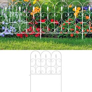 amagabeli 5 panel decorative white garden fence 10ft(l) x32in(h) total animal barrier for dog coated metal rustproof iron wire border folding patio garden fencing flower bed section edging et302
