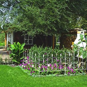 Amagabeli 5 Panel Decorative White Garden Fence 10ft(L) x32in(H) Total Animal Barrier for Dog Coated Metal Rustproof Iron Wire Border Folding Patio Garden Fencing Flower Bed Section Edging ET302