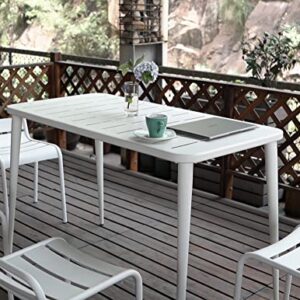 Lisuden Patio Bistro Metal Dining Table, Outdoor Steel Square Table for 4 Person, 47.2" Lx23.6 Wx30 H, Furniture Table for Backyard, Garden, Lawn and Porch (White)