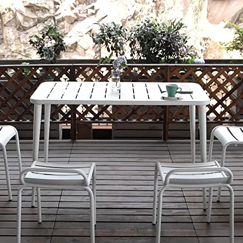 Lisuden Patio Bistro Metal Dining Table, Outdoor Steel Square Table for 4 Person, 47.2" Lx23.6 Wx30 H, Furniture Table for Backyard, Garden, Lawn and Porch (White)