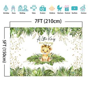 Mocsicka Lion Baby Shower Backdrop A Little King is On His Way Background Safari Baby Lion Baby Shower Party Cake Table Decoration Banner Photo Booth Props (7x5ft)