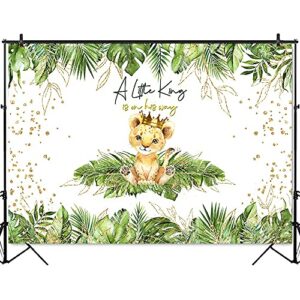 Mocsicka Lion Baby Shower Backdrop A Little King is On His Way Background Safari Baby Lion Baby Shower Party Cake Table Decoration Banner Photo Booth Props (7x5ft)