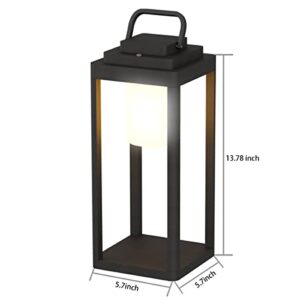 AMERCOT LED Outdoor Table Lamp Portable Rechargeable Metal Aluminum Patio Table Lantern IP54 Waterproof 35W 3000K Cordless Table Lamps Dimming Lantern Suitable for Camping, Courtyards,Garden,Reading