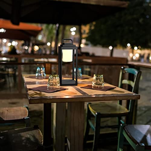 AMERCOT LED Outdoor Table Lamp Portable Rechargeable Metal Aluminum Patio Table Lantern IP54 Waterproof 35W 3000K Cordless Table Lamps Dimming Lantern Suitable for Camping, Courtyards,Garden,Reading