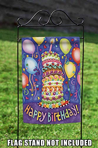 Toland Home Garden 110083 Happy Birthday Birthday Flag 12x18 Inch Double Sided Birthday Garden Flag for Outdoor House party Flag Yard Decoration