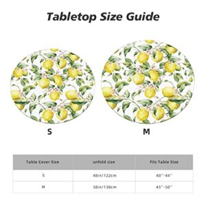 Lemon Round Fitted Table Cover Washable Reusable Elastic Edge Table Cloth for Patio Indoor Outdoor Kitchen Party Use