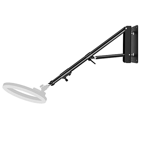 Takerers Ring Light Wall Mount: Save Space, 180º Flexible Rotation - Wall Mount Triangle Boom Arm with 3/8 & 1/4 screw for Photography Light, Monolight, Softbox, Umbrella, Reflector, Max Length 51inch