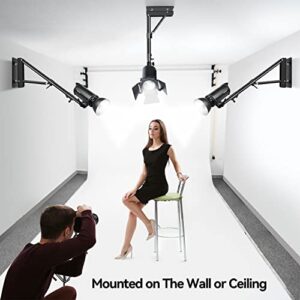 Takerers Ring Light Wall Mount: Save Space, 180º Flexible Rotation - Wall Mount Triangle Boom Arm with 3/8 & 1/4 screw for Photography Light, Monolight, Softbox, Umbrella, Reflector, Max Length 51inch