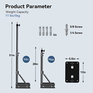 Takerers Ring Light Wall Mount: Save Space, 180º Flexible Rotation - Wall Mount Triangle Boom Arm with 3/8 & 1/4 screw for Photography Light, Monolight, Softbox, Umbrella, Reflector, Max Length 51inch