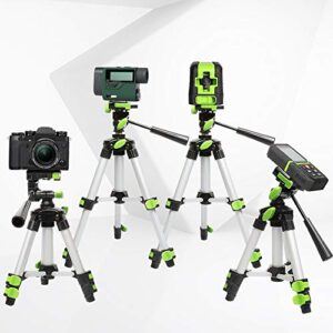 Huepar TPD05 19.7" Lightweight Aluminum Tripod-Mini Portable Adjustable Tripod for Laser Level and Camera, with 3-Way Flexible Pan Head and Bubble Level, Quick Release Plate with 1/4"-20 Screw Mount