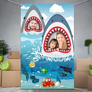 Shark Zone Backdrop Supplies Shark Photography Background Banner for Boy Girl Birthday Sea Shark Theme Party Baby Shower Decorations 70.8 x 35.5 Inch