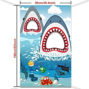 Shark Zone Backdrop Supplies Shark Photography Background Banner for Boy Girl Birthday Sea Shark Theme Party Baby Shower Decorations 70.8 x 35.5 Inch