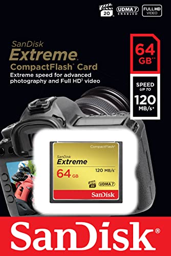 SanDisk 64GB Extreme CompactFlash Memory Card UDMA 7 Speed Up To 120MB/s - SDCFXSB-064G-G46